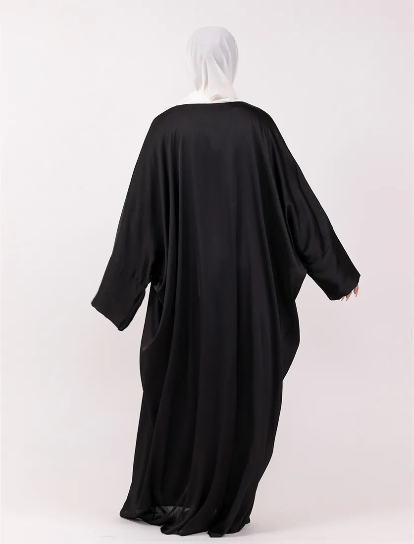Black Chiffon Satin Batwing 